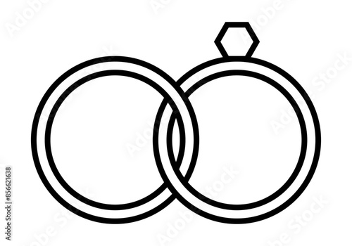 Icono negro de alianza de boda