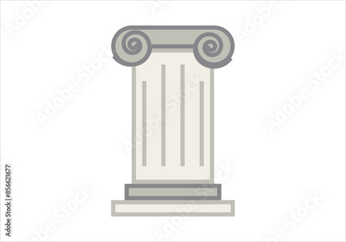 Columna griega o romana clásica en fondo blanco