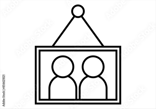 Icono negro de marco con foto familiar