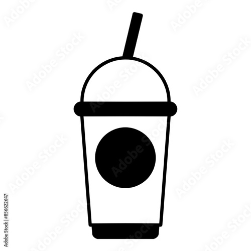 Cold drink icon. Milkshake, smoothie, slush, iced coffee or bubble tea. Plastic cup with dome lid. design, vector illustration