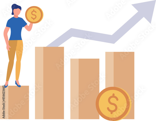 The girl is working on finance graph.