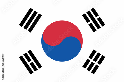 South Korea official flag vector with standard size and proportion. National flag emblem with accurate size and colors.