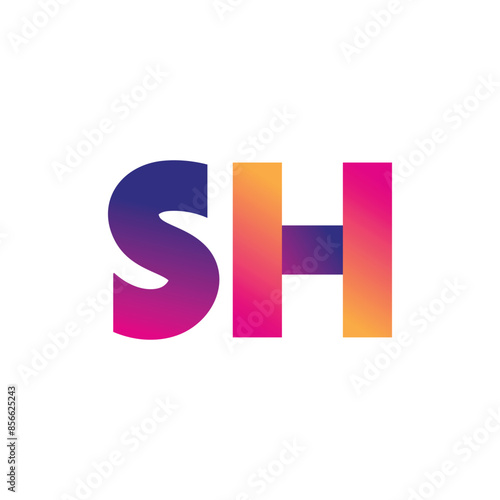 Initial Letter SH Logo Lowercase, magenta and orange, Modern and Simple Logo Design