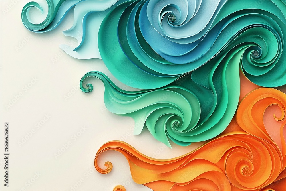 Abstract 3D background in the form of gradient curls and spirals, free space Abstract 3D background in the form of gradient curls and spirals, free space