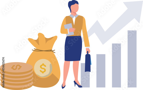 The girl is looking at the business graph.