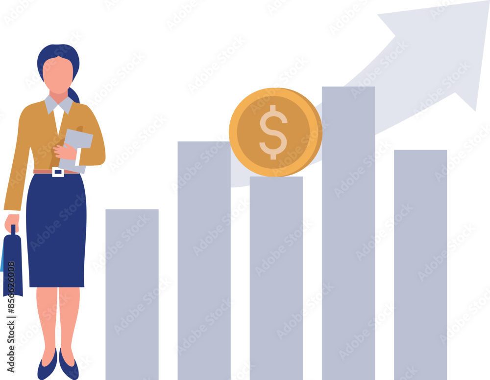 The girl is showing the business graph. The girl is showing the business graph.