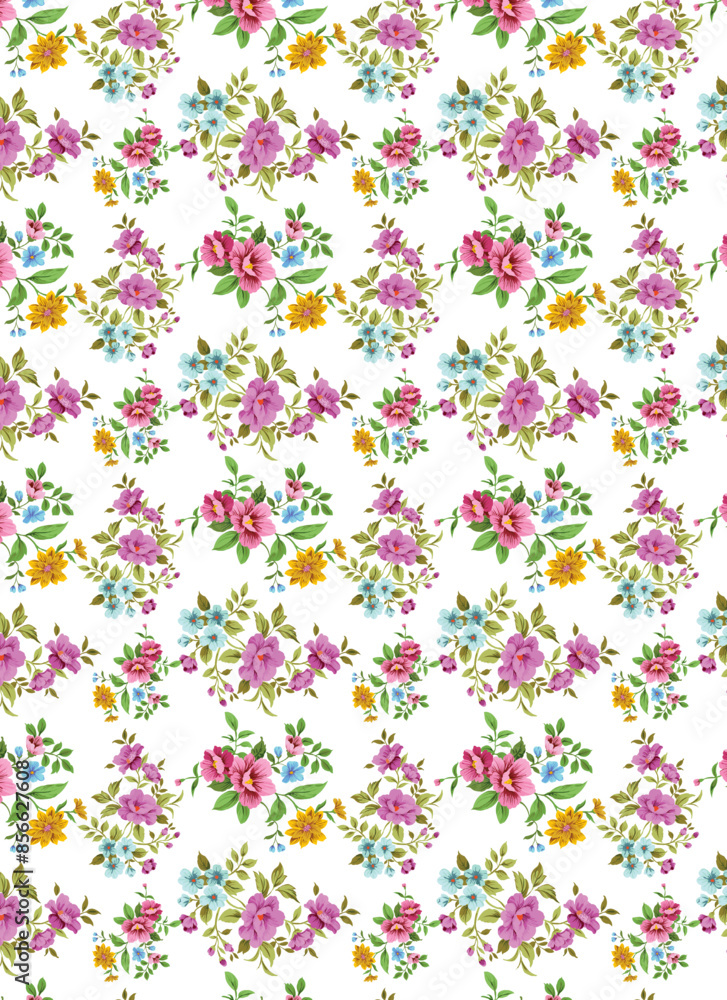 Vector illustration of a seamless floral pattern with spring flowers. Lovely floral background in sweet colors.Design for banner, poster, card, invitation and scrapbook Vector illustration of a seamless floral pattern with spring flowers. Lovely floral background in sweet colors.Design for banner, poster, card, invitation and scrapbook