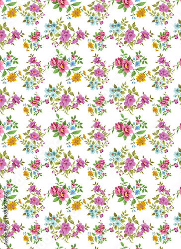 Vector illustration of a seamless floral pattern with spring flowers. Lovely floral background in sweet colors.Design for banner, poster, card, invitation and scrapbook
