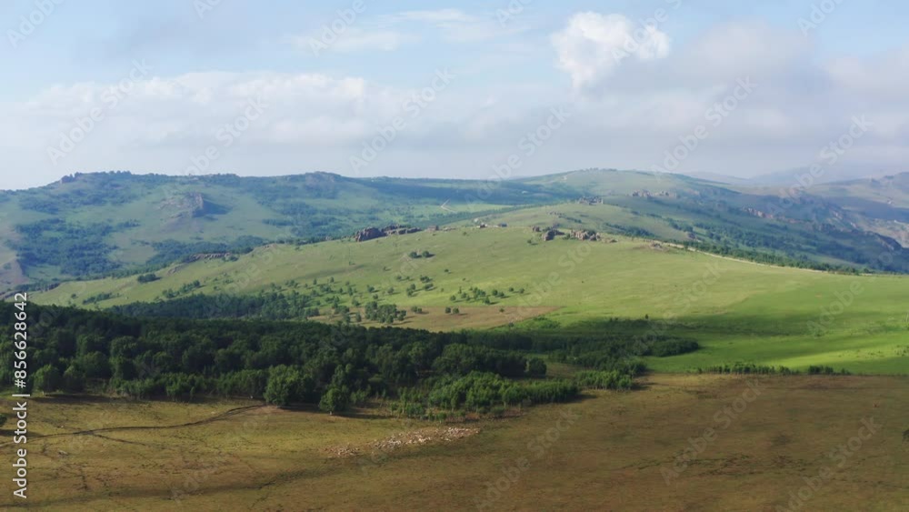 Aerial photography of the grassland scenery of Re'a Line in Keshiketeng Banner, Inner Mongolia Aerial photography of the grassland scenery of Re'a Line in Keshiketeng Banner, Inner Mongolia