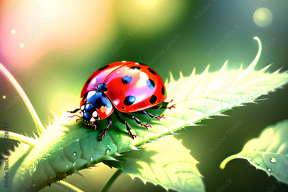 Obraz premium 기어오는 무당벌레 Generative AI