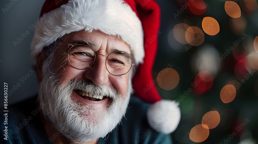 portrait of santa claus with christmas tree portrait of santa claus with christmas tree