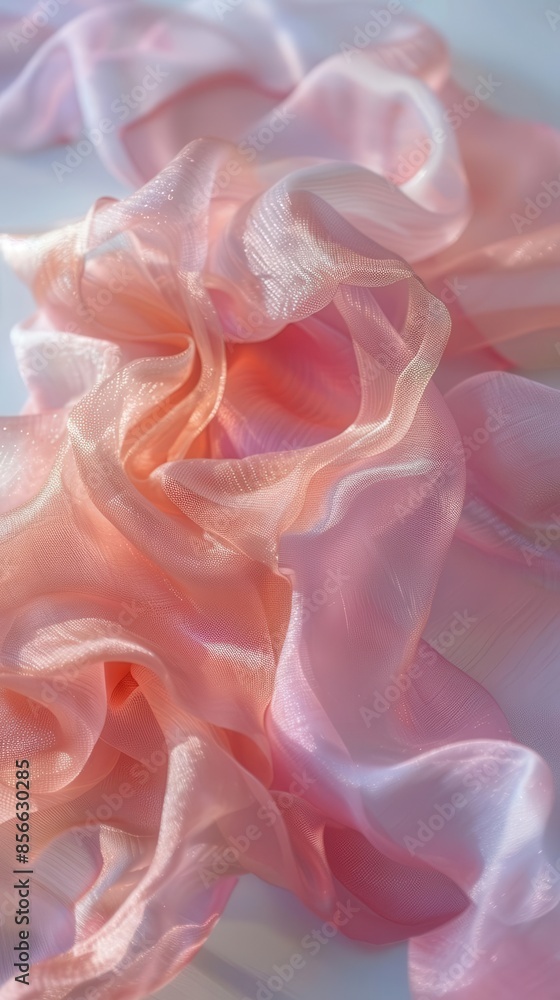 Obraz premium Soft pink silk fabric with delicate folds and a hint of shimmer intertwined.