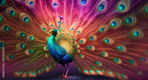 The majestic peacock displays feathers that are bright and full of splendor