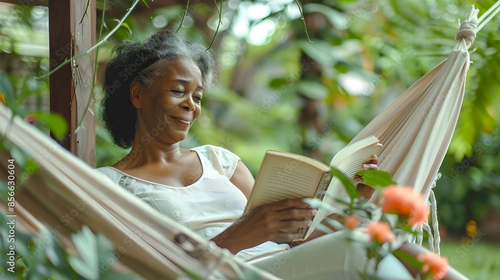 woman relaxing in hammock