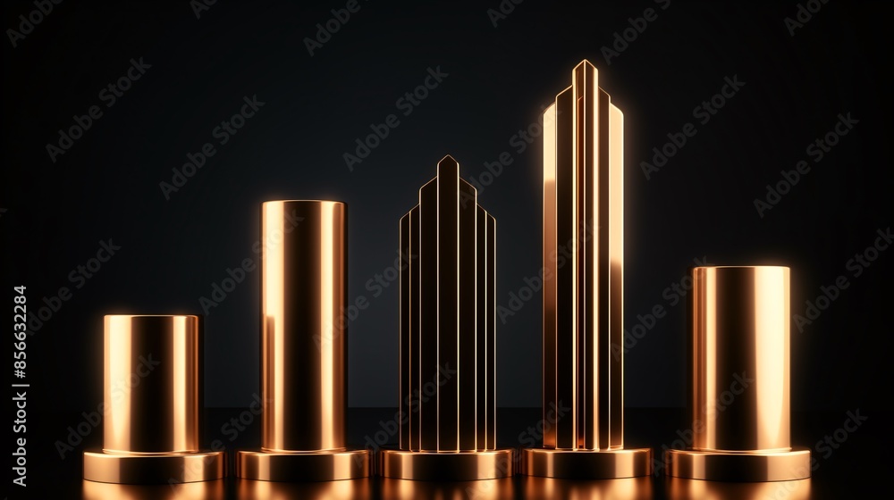 a group of gold objects