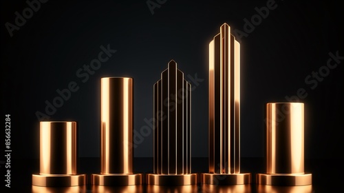 a group of gold objects