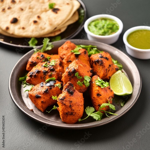 Indian food tandoori soya chaap or delicious soy chap dish