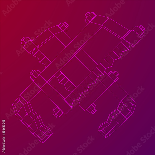 Hacksaw manual or Hand hacksaw. Wireframe low poly mesh vector illustration