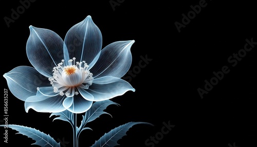 X-ray image of flower isolated on black