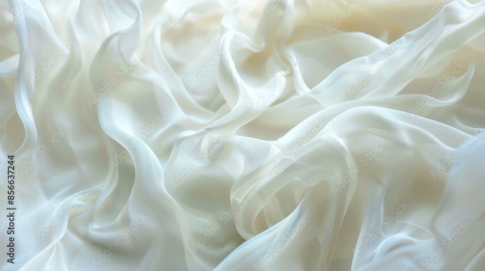 Fototapeta premium Soft billowy material floats and bends with the breeze as if caught in a whimsical waltz.