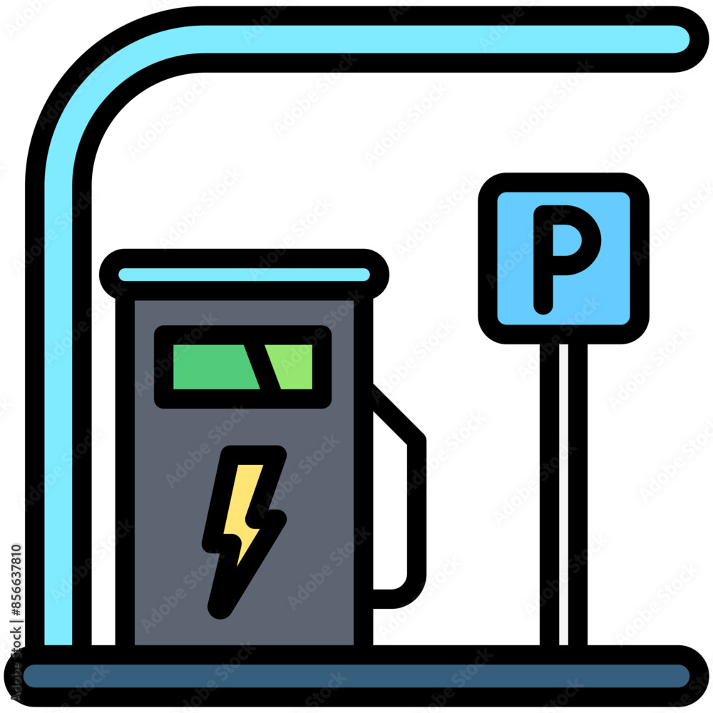 Parking lineal multi color icon, related to EV, electric vehicle, transportation, electric car and technology theme. use for modern concept, web and app development Parking lineal multi color icon, related to EV, electric vehicle, transportation, electric car and technology theme. use for modern concept, web and app development