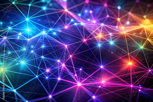 Wallpaper Mural Abstract futuristic neon low poly motion background with digital communication elements. Torontodigital.ca