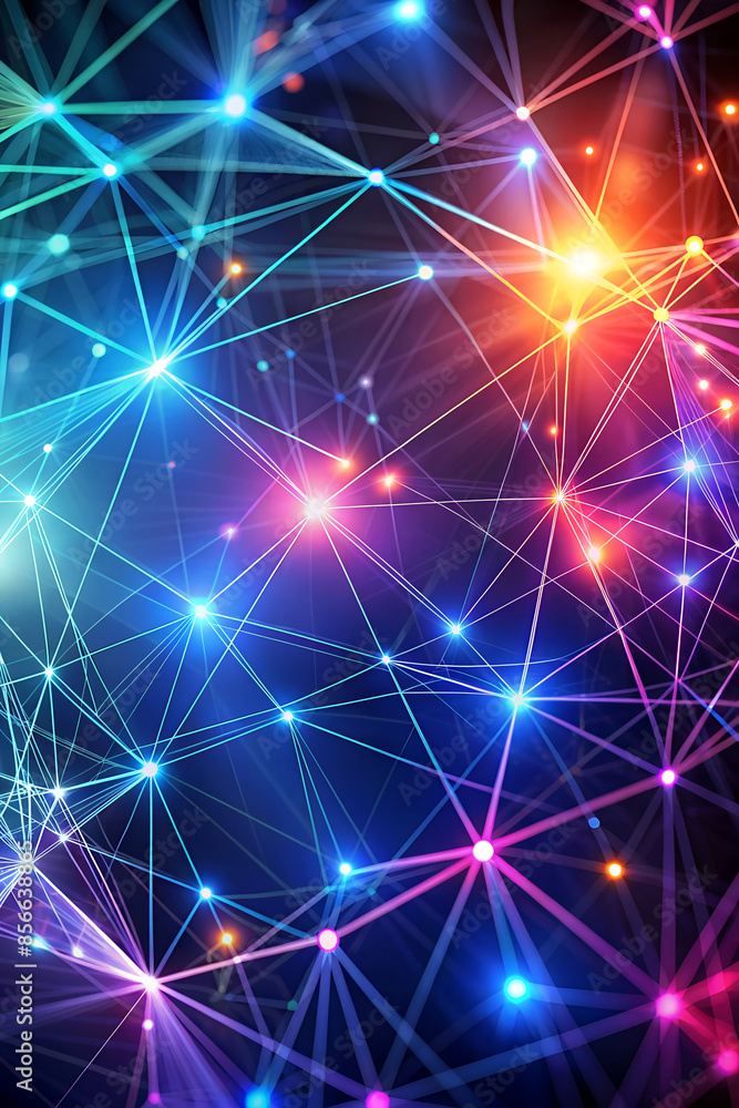 Abstract futuristic neon low poly motion background with digital communication elements. Abstract futuristic neon low poly motion background with digital communication elements.