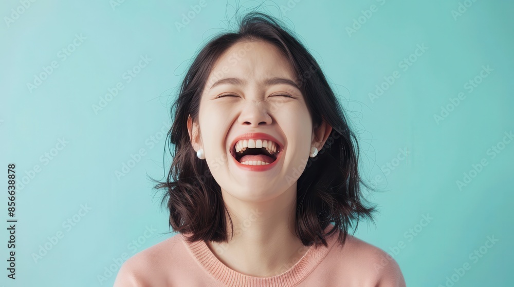 Portrait of a young woman laughing Portrait of a young woman laughing