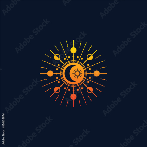 Islamic design pattern with concept moon shining