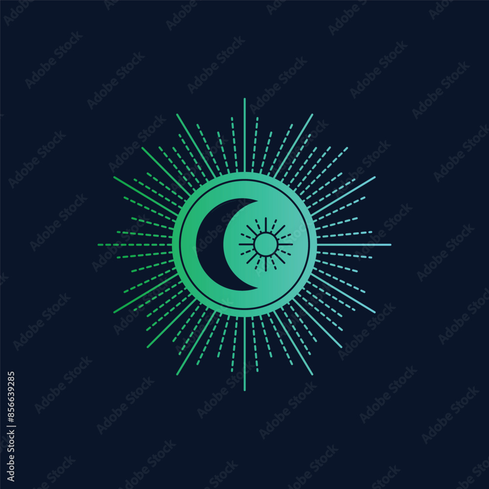 Fototapeta premium Islamic design line pattern with concept moon shining