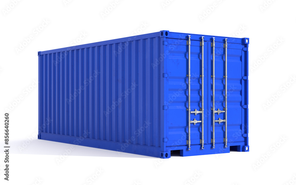 3d render illustration of a closed cargo container. Perspective view. 3d render illustration of a closed cargo container. Perspective view.