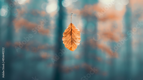 autumn leaves with bluer background.  photo