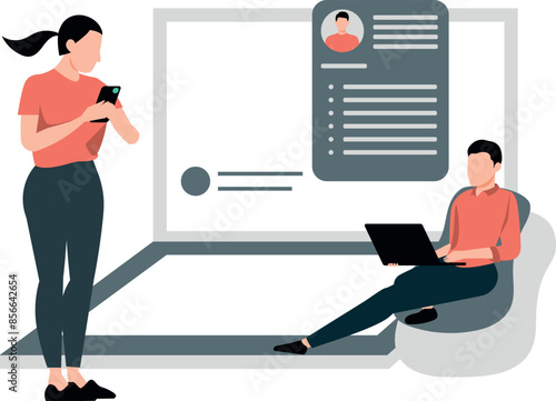 The girl and the boy are working.