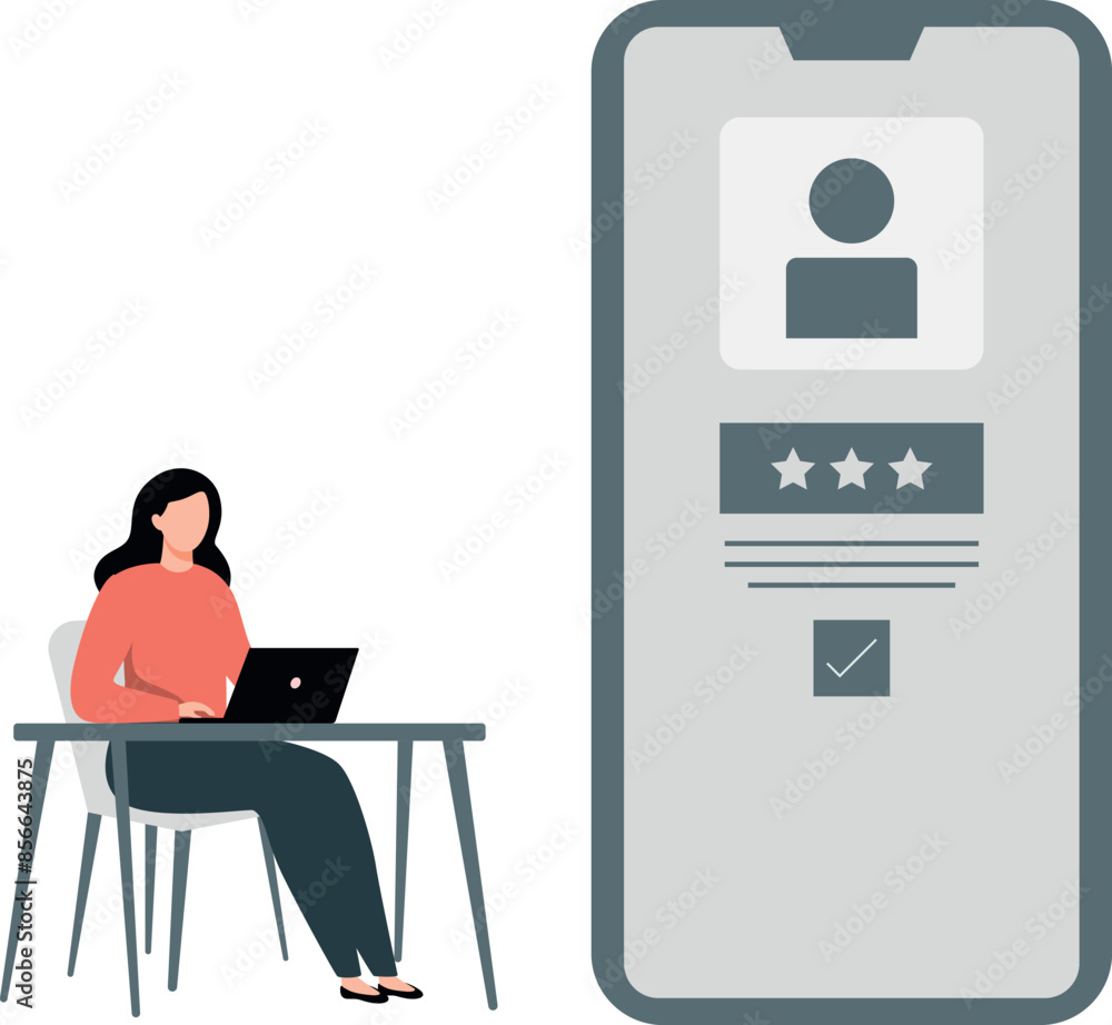The girl is working on the star rating profile. The girl is working on the star rating profile.
