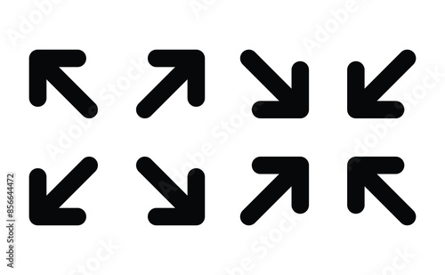 Expand and contract view arrows icon set