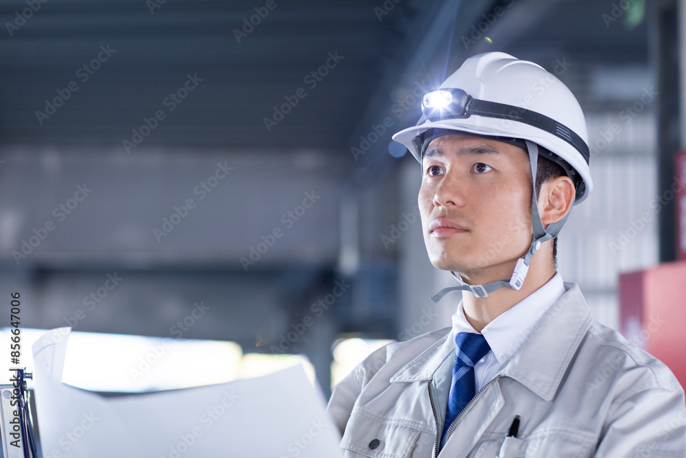 現場を確認する男性 現場を確認する男性
