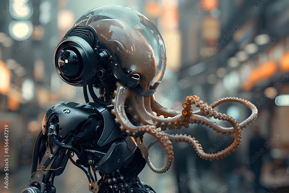 Aquatic Robotic Entity with Mesmerizing Octopus-Dome Head Strides Down ...
