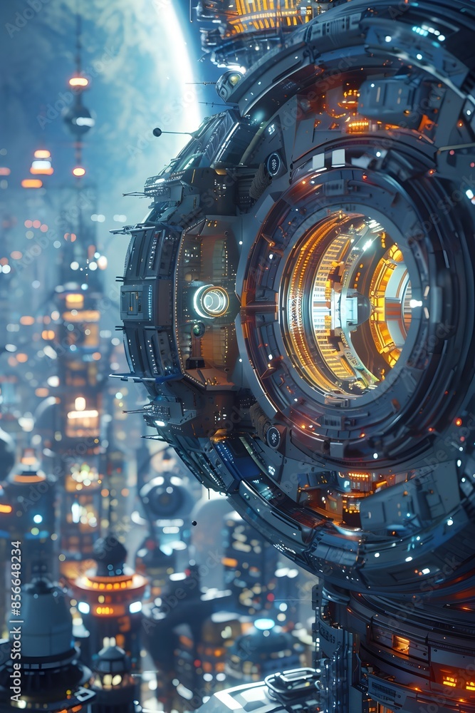 Futuristic Space Station with Modular Design and Diverse Crew,Offering Stunning Cosmic Views