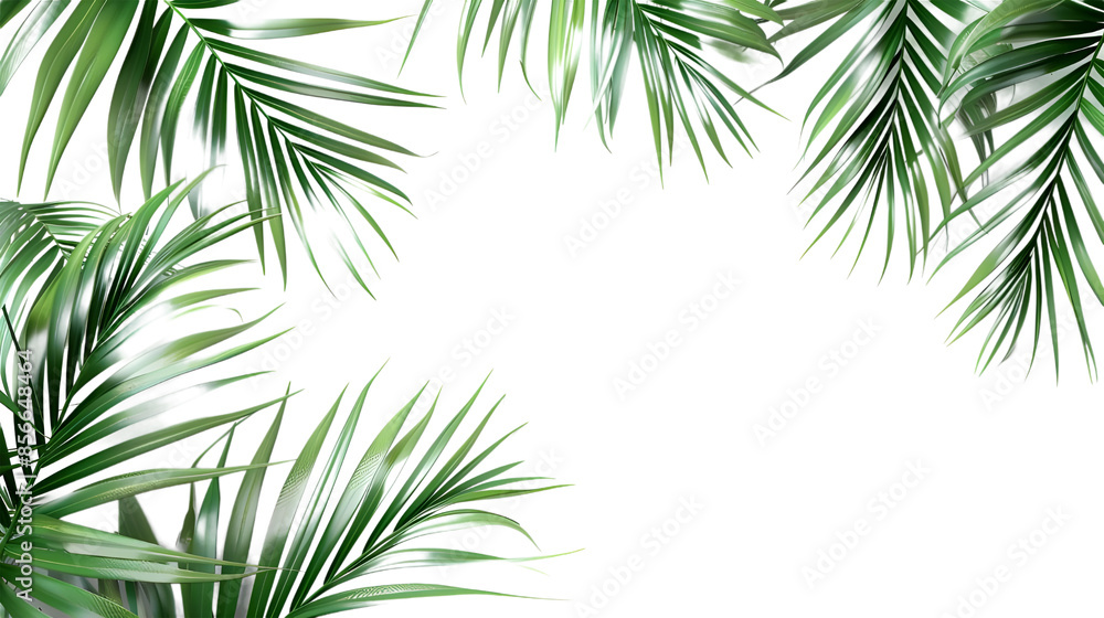 Tropical Leaves Frame with Center Copy Space - Isolated, Botanical Nature Concept Tropical Leaves Frame with Center Copy Space - Isolated, Botanical Nature Concept