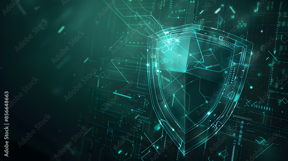 Obraz premium Network security information technology, network protection, information security concepts, a green shield symbolizing network security protection