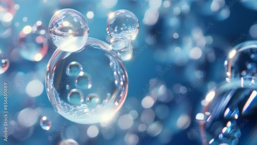Molecule Inside Bubble on Science Background Molecule Inside Bubble on Science Background