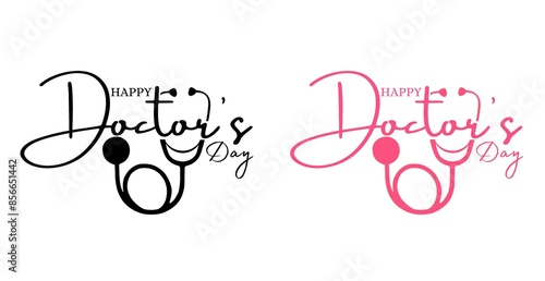 World, international or national happy Doctor's Day flat vector logo design, Stethoscope with doctors day letter logo