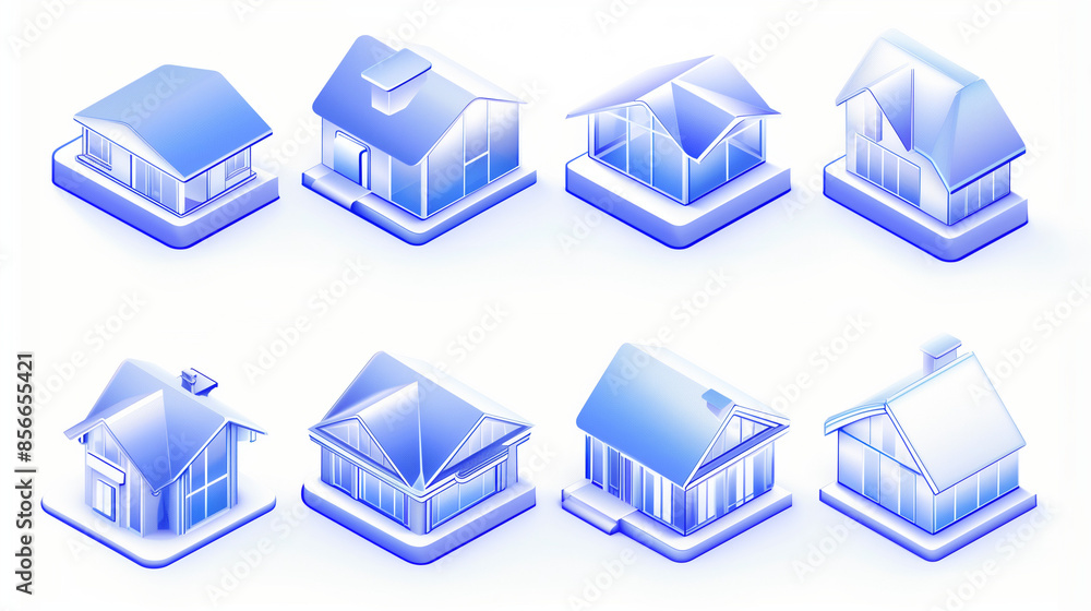 Abstract building icon, set of various building icons, dreamy icons, Collection of architecture icons Abstract building icon, set of various building icons, dreamy icons, Collection of architecture icons