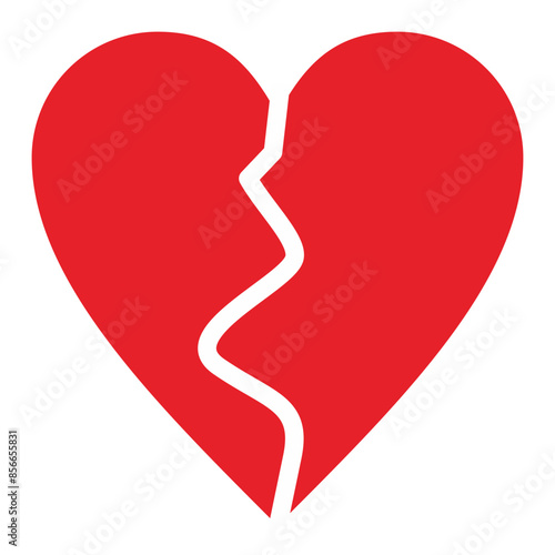 Red heartbreak or Black heartbreak, broken heart or divorce flat vector icon for apps and websites