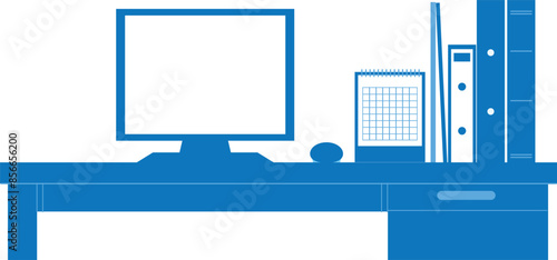 パソコンの乗ったデスクのイラスト素材