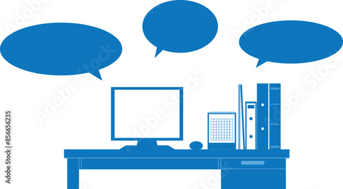 デスクとふきだしフレームのイラスト素材