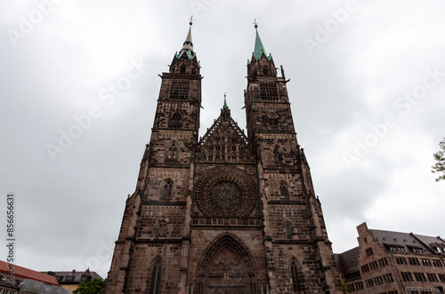 The stunning St. Lorenz Kirche, or St. Lawrence Church, in the historic city of Nuremberg in Germany #856656631