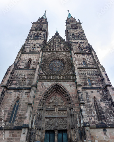 The stunning St. Lorenz Kirche, or St. Lawrence Church, in the historic city of Nuremberg in Germany #856656661