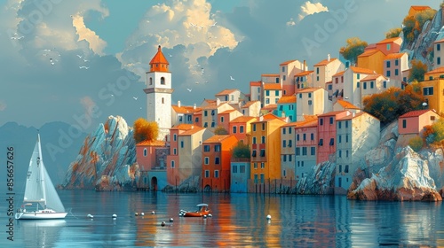 Charming Italian Coastal Village - Artwork photo