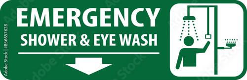 Emergency shower and eye wash area sign vector.eps